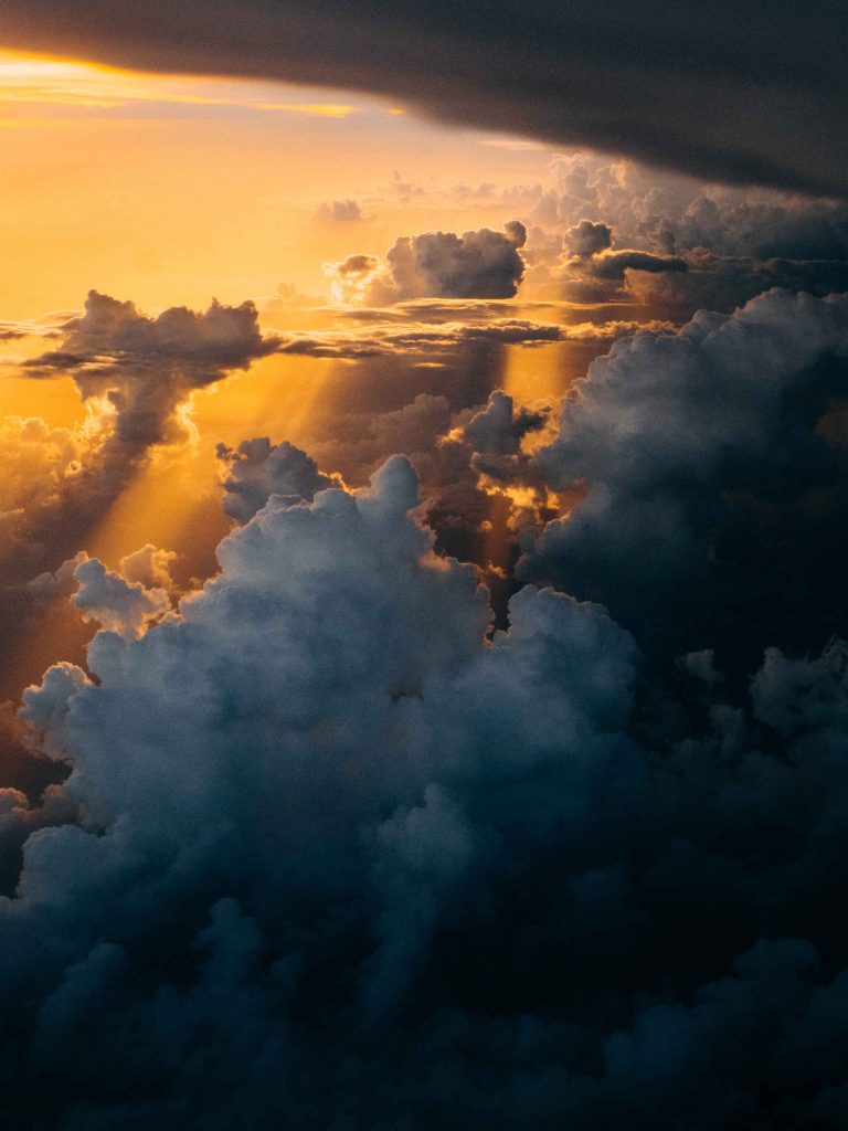 Sun coming through thunderclouds